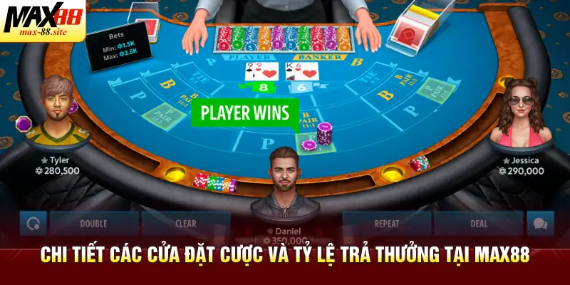 Chi tiết các cửa đặt cược và tỷ lệ trả thưởng tại Max88